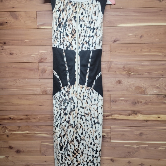 Bebe Black and White Animal Print Backless Dress - Picture 4 of 4